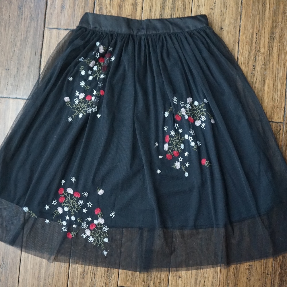 Black Tulle Midi Skirt